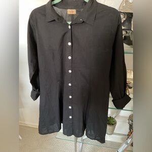 Tulip Black Button-Up Tunic Shirt